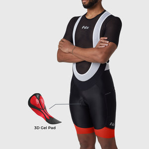 Fdx Mens Black & Orange Gel Padded Cycling Bib Shorts For Summer Pockets Best Outdoor Road Bike Short Length Bib - Essential