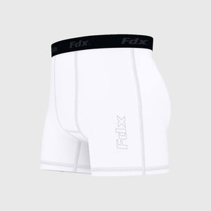 Fdx White Compression Men's Boxer Shorts Gym Workout Running Athletic Yoga Elastic Waistband Stretchable Breathable UK