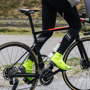 Yellow Thermal Cycling Shoe Covers, Warm Winter Cold Protection Bike Overshoes Windproof Water Resistant Gaiters for Road Biking and MTB