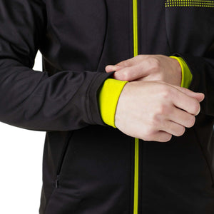 Fdx Elasticated Arm Sleeve Cuff Cycling Jacket for Men's Black & Fluorescent Winter Thermal Casual Softshell Clothing Lightweight, Windproof, Waterproof & Pockets - Arch