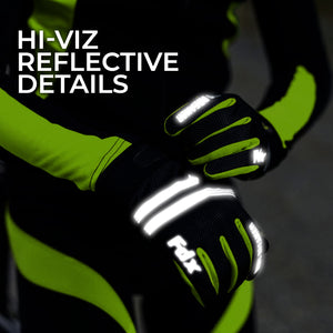 Unisex Green Full Finger Winter Cycling Gloves - windproof warm padded palm women mitts, cold weather waterproof touch sensitive thermal racing MTB