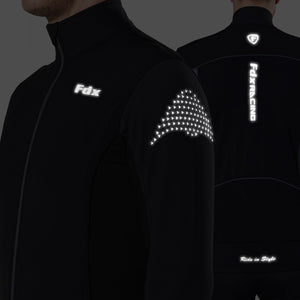 Fdx Waterproof Hi-Viz Reflective Cycling Jacket for Men's Black & Blue Winter Thermal Casual Softshell Clothing Lightweight, Windproof, Waterproof & Pockets - Apollux