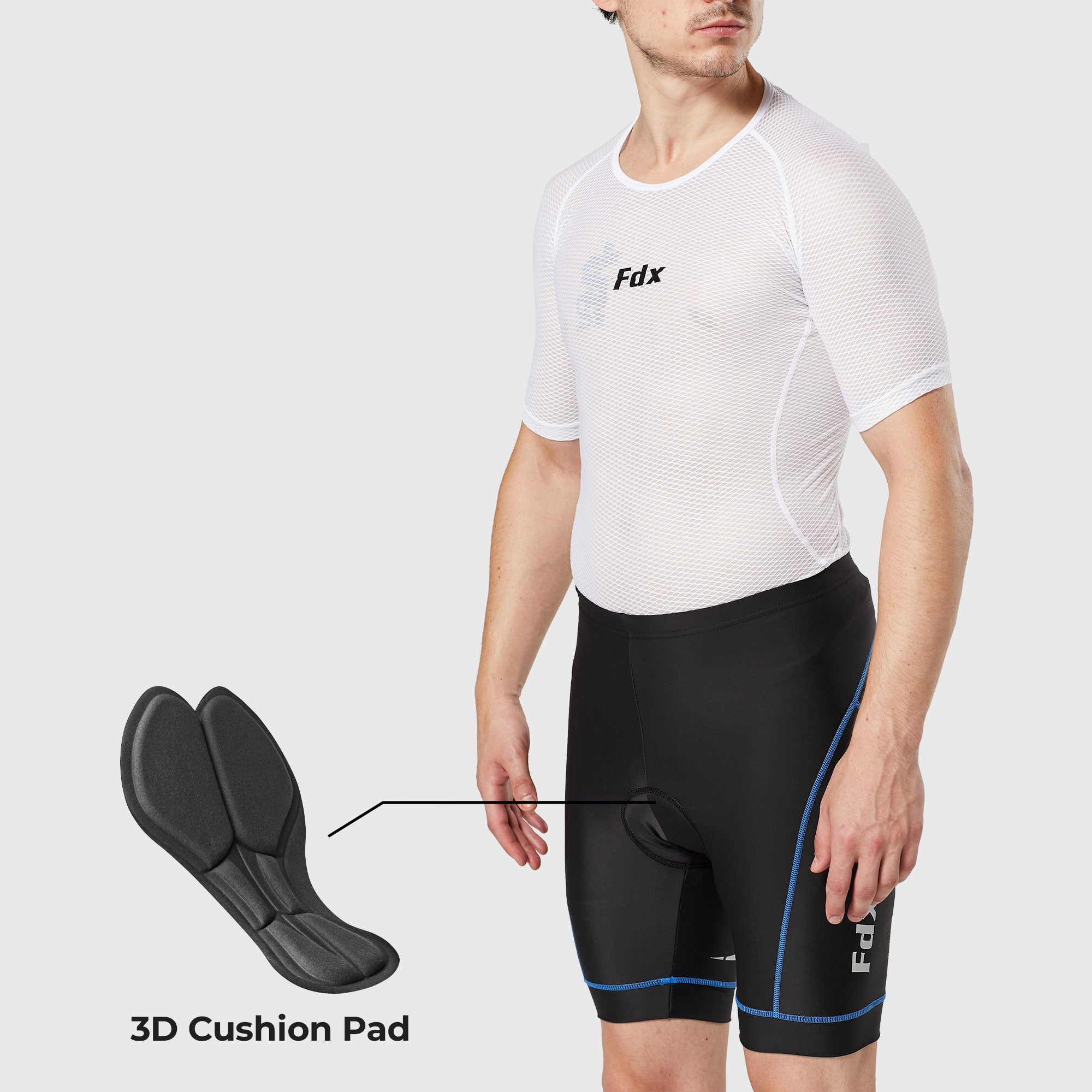Fdx Mens Black & Blue Gel Padded Cycling Shorts for Summer Best Outdoor Knickers Road Bike Short Length Pants - Ridest