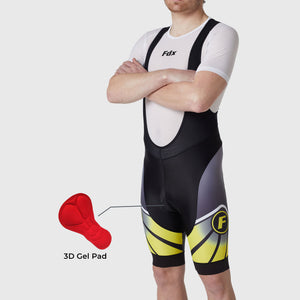 Fdx Men's Black & Yellow 3D Gel Padded Cycling Bib Shorts For Summer Best Outdoor Road Bike Short Length Bib - Signature Uk