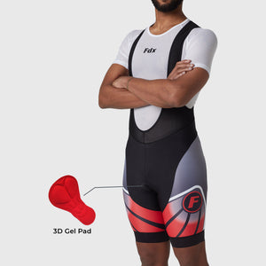 Fdx Men's Black & Red 3D Gel Padded Cycling Bib Shorts For Summer Best Outdoor Road Bike Short Length Bib - Signature Uk