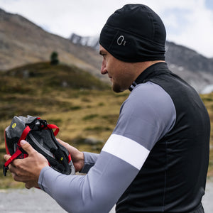 FDX Men’s & Women's Black Winter Unisex Cycling Skull Cap, Windproof Thermal Helmet Liner with Glasses Hole, Water Resistant hi viz Hat for Sports, Skiing and Running