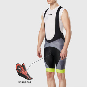 Fdx Mens Black & Yellow Gel Padded Cycling Bib Shorts For Summer Best Outdoor Road Bike Short Length Bib - Splinter