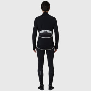 Fdx Men's Black & Red Long Sleeve Cycling Jersey & Gel Padded Bib Tights Pants for Winter Roubaix Thermal Fleece Road Bike Wear Windproof, Hi-viz Reflectors & Pockets - Arch