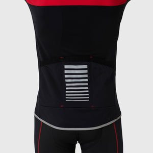 Fdx Red Mens Road cycling Long Sleeve Jersey for Winter Roubaix Thermal Fleece Road Bike Wear Top Full Zipper, Pockets & Hi-viz Reflectors - All Day