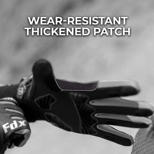 FDX Black & White Full Finger Unisex Gloves Windproof Mountain Bike Mitts Hi Viz Reflectors Breathable Smart Phone Touch Screen Gel Padded Winter Cycling Gear UK