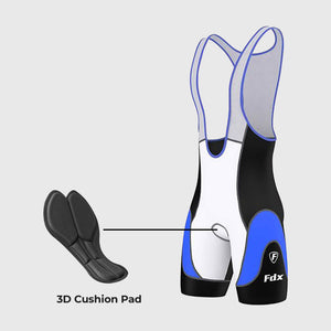 Men’s Blue Cycling Bib Shorts 3D Gel Padded comfortable biking bibs - Breathable Quick Dry bibs, ultra-light stretchable shorts