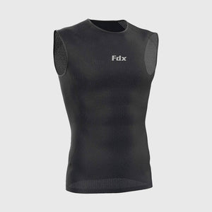 Fdx Mens Black Sleeveless Mesh Compression Top Running Gym Workout Wear Rash Guard Stretchable Breathable - Aeroform