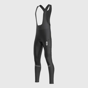 Fdx Mens Black Gel Padded Cycling Bib Tights For Winter Roubaix Thermal Fleece Reflective Warm Leggings - All Day Bike Pants