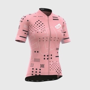 Fdx Womens Tea Pink Short Sleeve Cycling Jersey for Summer Best Road Bike Wear Top Light Weight, Full Zipper, Pockets & Hi-viz Reflectors - All Day