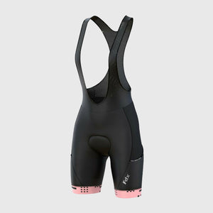 Fdx Womens Black & Tea Pink Gel Padded Cycling Bib Shorts For Summer Best Breathable Outdoor Road Bike Short Length Bib - All Day