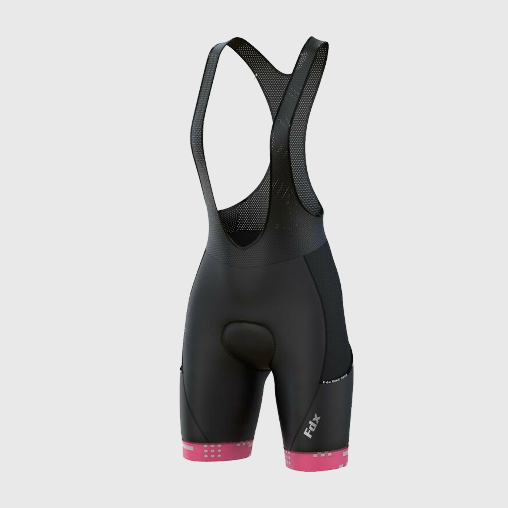 Fdx Womens Black & Pink Gel Padded Cycling Bib Shorts For Summer Best Breathable Outdoor Road Bike Short Length Bib - All Day