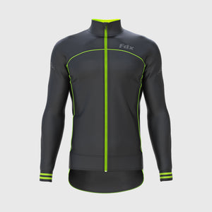 Fdx Mens Black & Green Cycling Jacket for Winter Thermal Casual Softshell Clothing Lightweight, Windproof, Waterproof & Pockets - Apollux