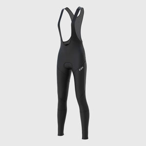 Fdx Womens Black Gel Padded Cycling Bib Tights For Winter Roubaix Thermal Fleece Reflective Warm Leggings - Arch Bike Pants