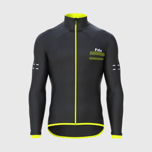 Fdx Mens Black & Fluorescent Cycling Jacket for Winter Thermal Casual Softshell Clothing Lightweight, Windproof, Waterproof & Pockets - Arch