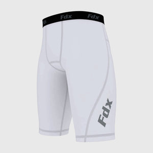 Fdx Mens White Compression Shorts Gym Workout Running Athletic Yoga Elastic Waistband Strechable Breathable