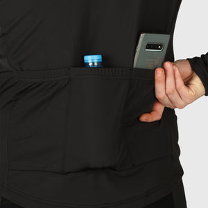 Fdx Mens Storage Pockets Yellow & Black Long Sleeve Cycling Jersey for Winter Roubaix Thermal Fleece Road Bike Wear Top Full Zipper, Pockets & Hi-viz Reflectors - Viper