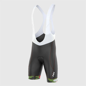 Fdx Mens Black & Green Gel Padded Cycling Bib Shorts For Summer Best Outdoor Road Bike Short Length Bib - Camouflage