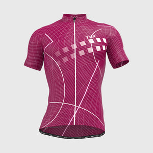 Fdx Mens Red Short Sleeve Cycling Jersey for Summer Best Road Bike Wear Top Light Weight, Full Zipper, Pockets & Hi-viz Reflectors - Classic II