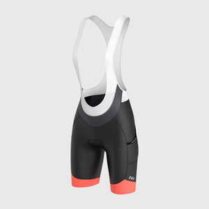 Fdx Womens Black & Orange Gel Padded Cycling Bib Shorts For Summer Best Breathable Outdoor Road Bike Short Length Bib - Essential