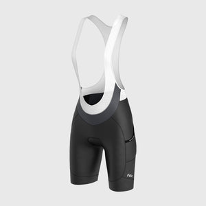 Fdx Womens Black Gel Padded Cycling Bib Shorts For Summer Best Breathable Outdoor Road Bike Short Length Bib - Essential