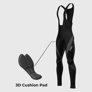 Fdx Mens Grey Chamois Padded Cycling Bib Tights For Winter Roubaix Thermal Fleece Reflective Warm Leggings - Viper Bike Pants