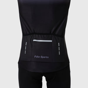 Fdx Mens Reflective Grey & Black Long Sleeve Cycling Jersey for Winter Roubaix Thermal Fleece Road Bike Wear Top Full Zipper, Pockets & Hi-viz Reflectors - Duo