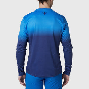 Fdx Men's MTB Jersey Blue Lightweight, Breathable Fabric Hot season Mountain Bike Jersey with Secure pockets Cycling Gear Uk