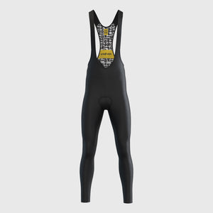 Fdx Mens Black Gel Padded Cycling Bib Tights For Winter Roubaix Thermal Fleece Reflective Warm Leggings - Limited Edition Bike Pants