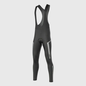 Fdx Mens Black Gel Padded Cycling Bib Tights For Winter Roubaix Thermal Fleece Reflective Warm Leggings - Morvo Bike Pants