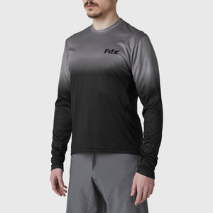 Fdx Men's MTB Jersey Black & Grey Lightweight, Breathable Fabric Hot season Mountain Bike Jersey with Secure pockets Cycling Gear Uk