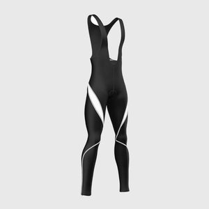 Fdx Mens Lightweight Gel Padded Cycling Bib Tights Black & White For Winter Roubaix Thermal Fleece Reflective Warm Leggings - Viper Bike Pants
