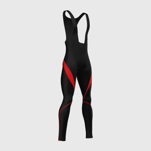 Fdx Mens Lightweight Gel Padded Cycling Bib Tights Black & Red For Winter Roubaix Thermal Fleece Reflective Warm Leggings - Viper Bike Pants