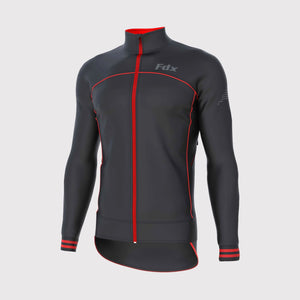 Fdx Cycling Jacket for Men's Red Winter Thermal Casual Softshell Clothing Lightweight, Windproof, Waterproof & Pockets - Apollux
