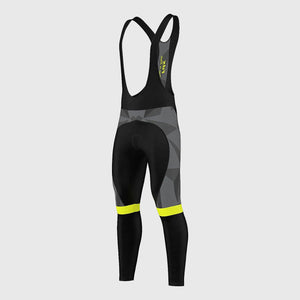 Fdx Mens Yellow Gel Padded Cycling Bib Tights For Winter Roubaix Thermal Fleece Reflective Warm Leggings - Splinter Bike Pants