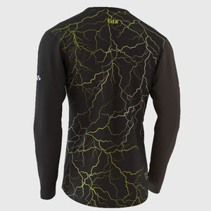 Fdx MTB Jersey Men's Black & Yellow Lightweight, Breathable Fabric Hot season Mountain Bike Jersey zip pockets Cycling Gear