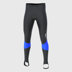 Fdx Mens Black & Blue Chamois Gel Padded Cycling Tights For Winter Roubaix Thermal Fleece Reflective Warm Leggings - Thermodream Bike Long Pants