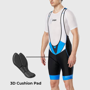 Fdx Mens Black & Blue Gel Padded Cycling Bib Shorts For Summer Best Outdoor Road Bike Short Length Bib - Velocity