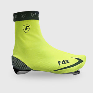 Fdx Unisex Fluorescent Yellow Cycling Over Shoe Breathable Lightweight Rainproof Hi Viz Reflective Details Men Women Cycling Gear UK