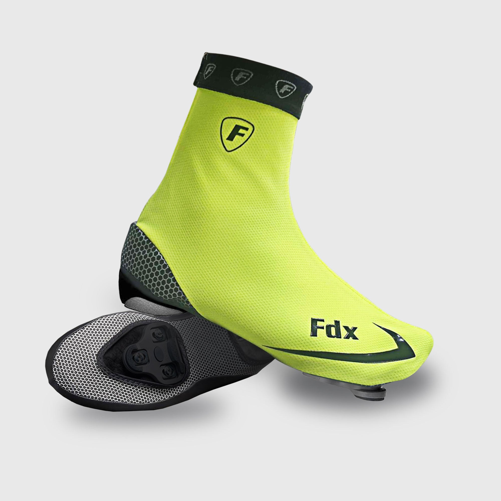 Fdx Unisex Fluorescent Yellow Cycling Over Shoe Breathable Lightweight Rainproof Hi Viz Reflective Details Men Women Cycling Gear UK