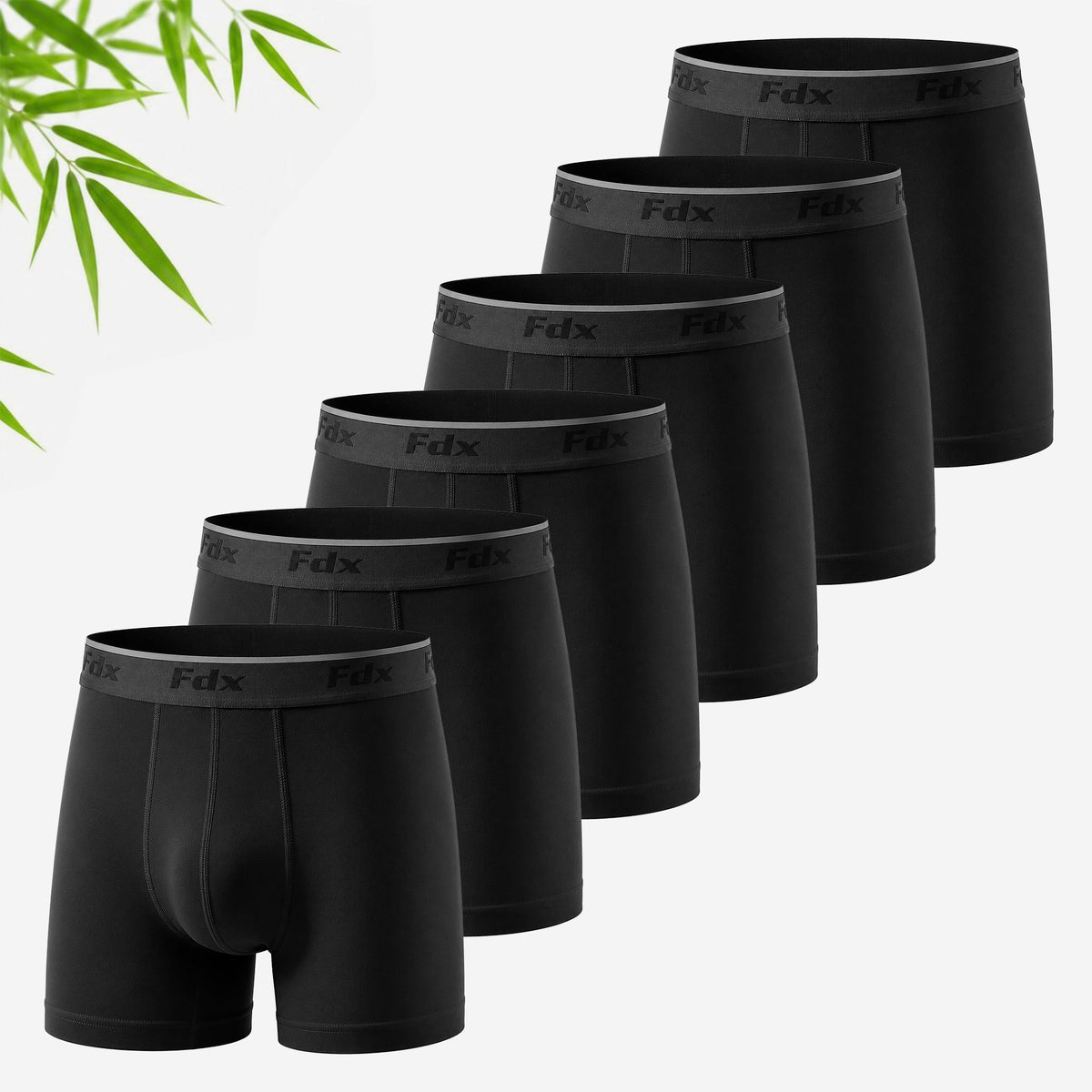 Men,s Bamboo Boxer Shorts Pack of 6 Black