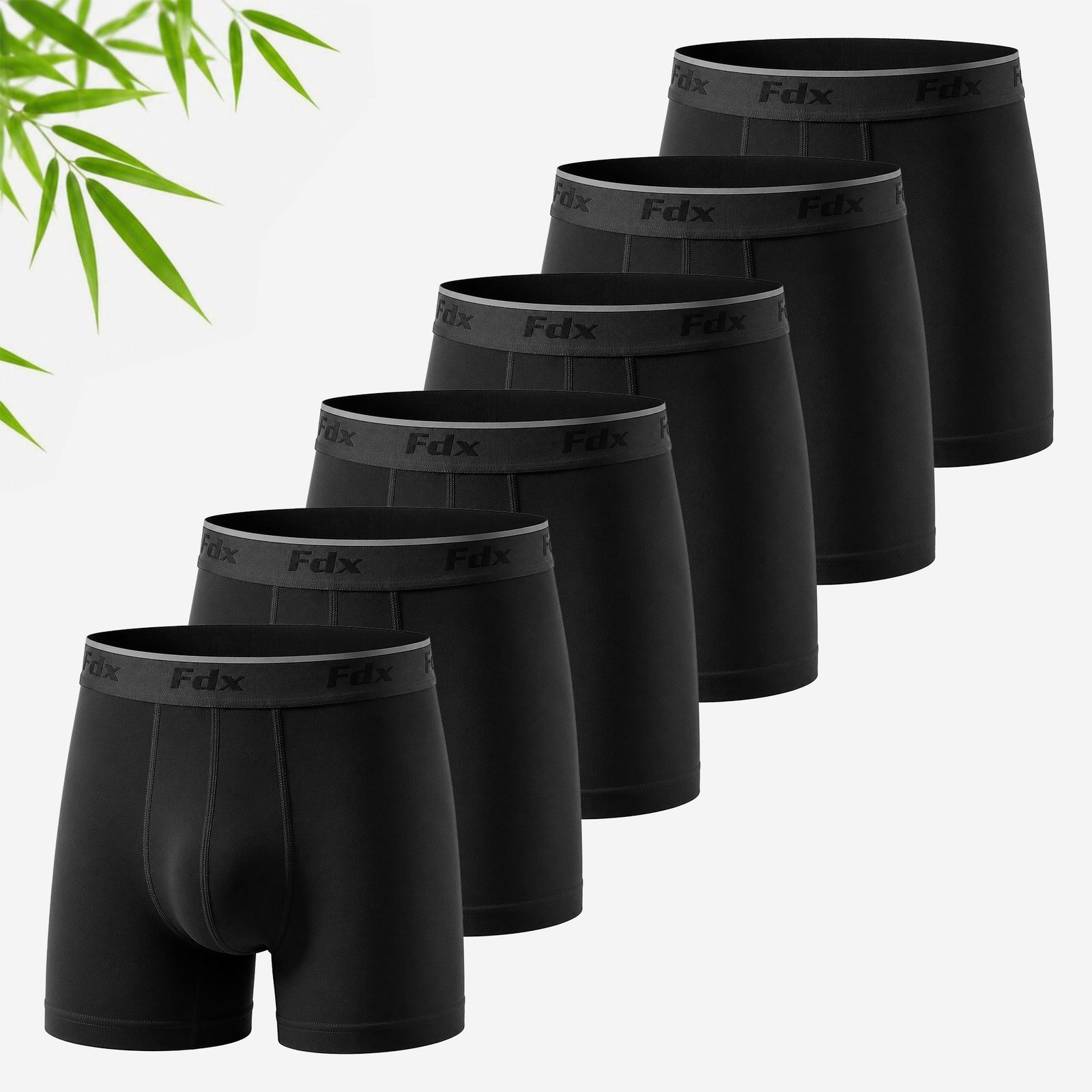 Men,s Bamboo Boxer Shorts Pack of 6 Black