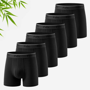 Men,s Bamboo Boxer Shorts Pack of 6 Black