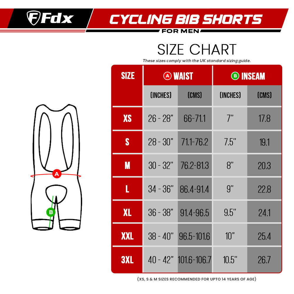 Fdx Essential Men's Padded Summer Cycling Bib Shorts Black