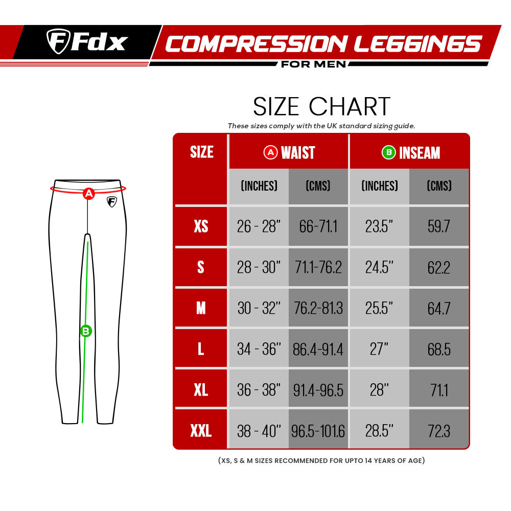 Fdx Cosmic Men's Winter Compression Leggings Grey & Red