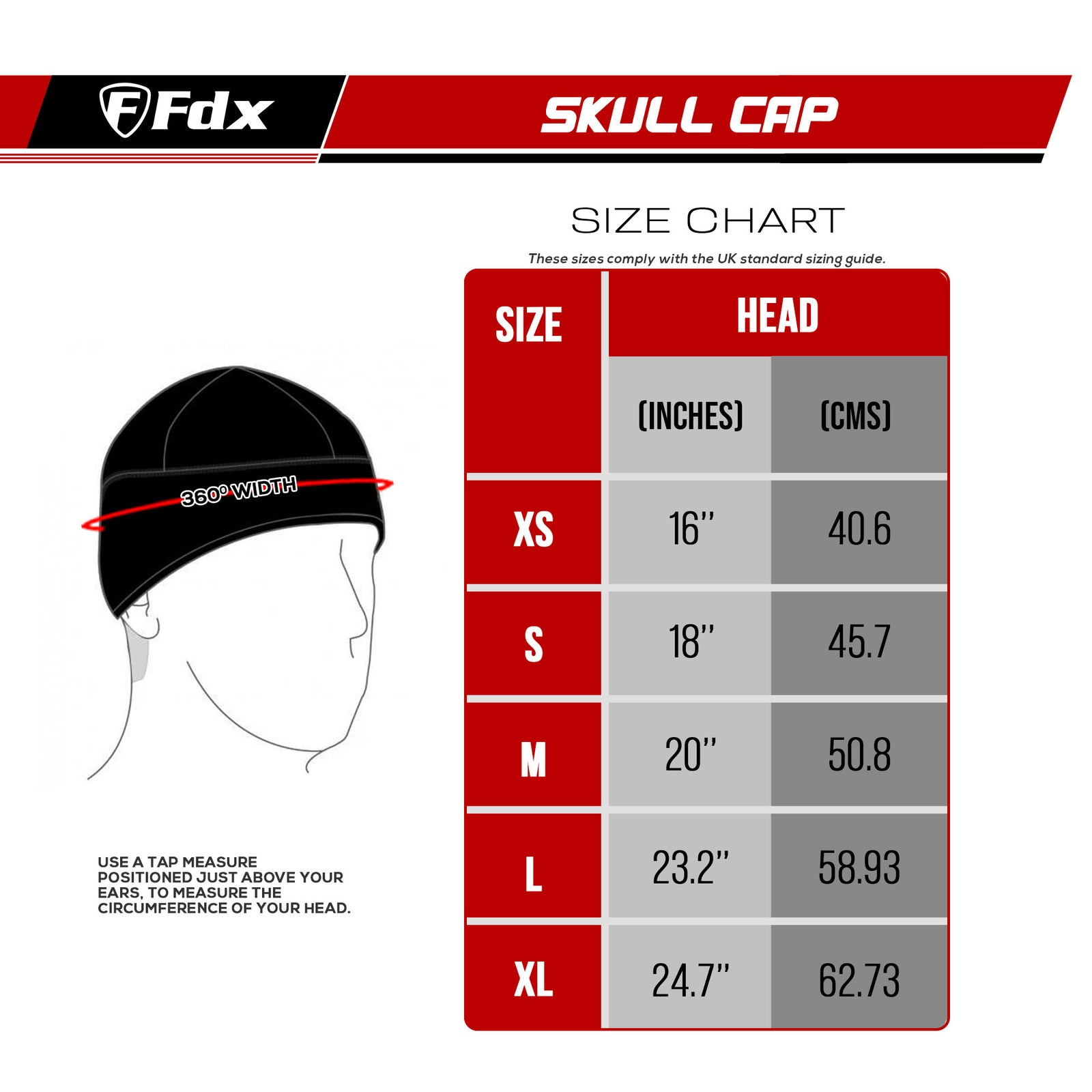 FDX Men’s & Women's Black Winter Unisex Cycling Skull Cap, Windproof Thermal Helmet Liner with Glasses Hole, Water Resistant hi viz Hat for Sports, Skiing and Running